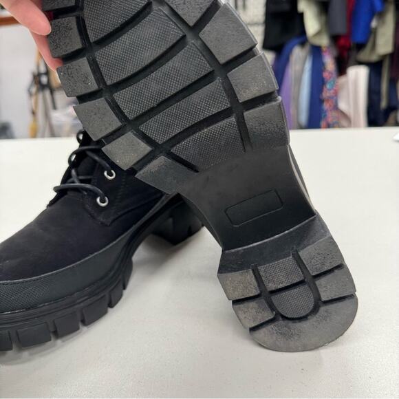 Merry Scott Black Lugg Sole Combat Lace Up Boots Fabric Womens 9 - Picture 6 of 11